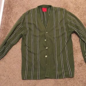 Green stripped men’s cardigan